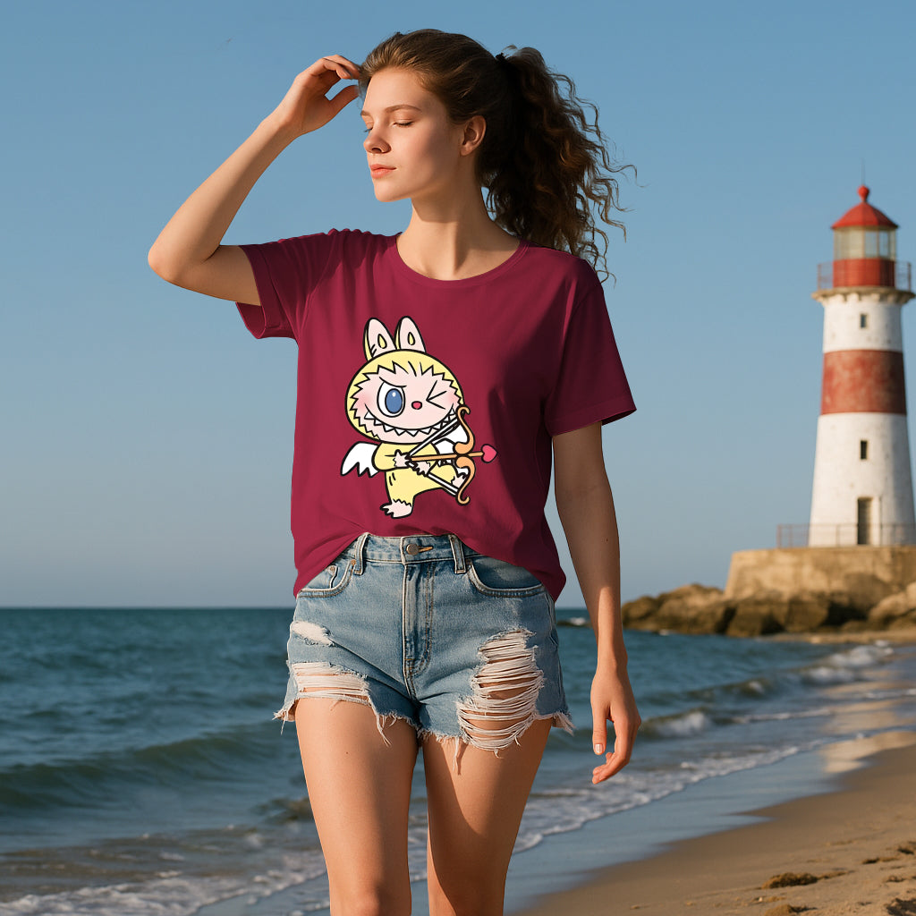 Camisetas gráficas de 4 paquete Labubu Camas de verano de manga corta de manga corta
