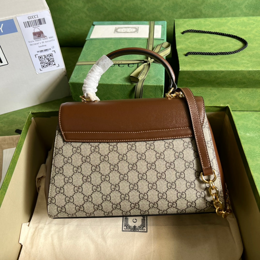 luxury Horsebit 1955 Medium Ophidia and Brown Leather 29x20x13cm