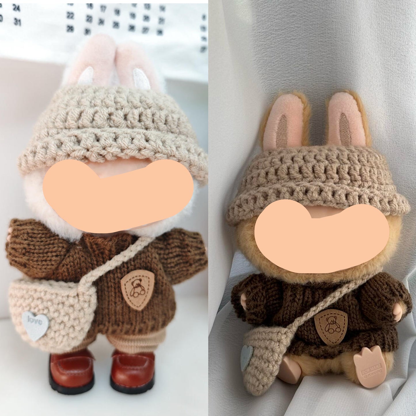 Labubo Outfits Crochet Set + Sweater Accessories Fashion Labubo Outfit Keychain Labubo Clothing