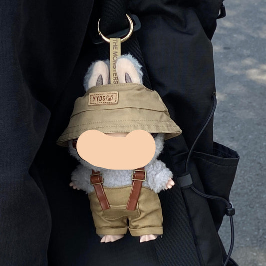 Red Overalls with Hat Keychain Labubo Clothes Have a Seat Labubo Doll Clothes Overalls with Hat 17cm Labubo Clothing