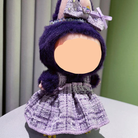 Keychain Labubo Clothes Purple Dress with Hairbow Labubo Clothing Macaron Clothes for Labubo