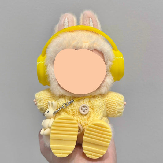 Labubo Outfits Yellow Sweater + Headphone Labubo Outfit Keychain Labubo Clothing