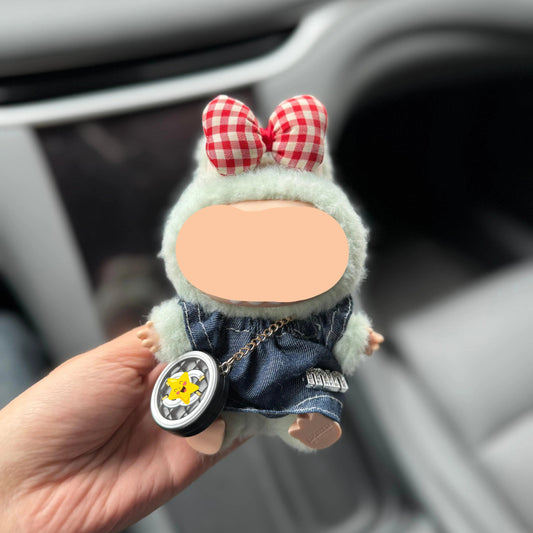 Clothes Labubo Denim top + Hairbow Keychain Labubo Clothing Macaron Clothes for Labubo