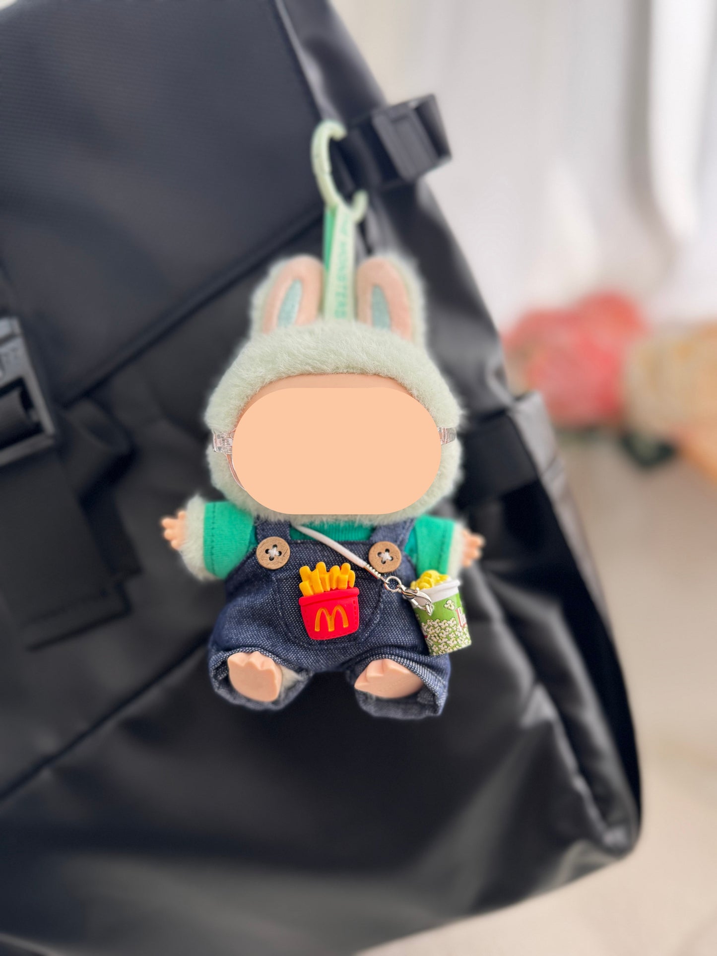 Labubo Outfits Denim Overalls + Glasses + Accessories Fashion Labubo Outfit Keychain Labubo Clothing