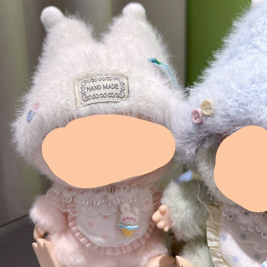 Labubo Have A Seat Clothes Green Double Ears Hat + bib Clothes Labubo Keychain Labubo Clothing