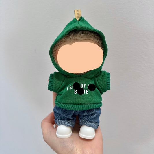 Labubo Clothes 17cm Labubo Clothing Green Hoodie+ Jeans Have a Seat Labubo Doll Clothes