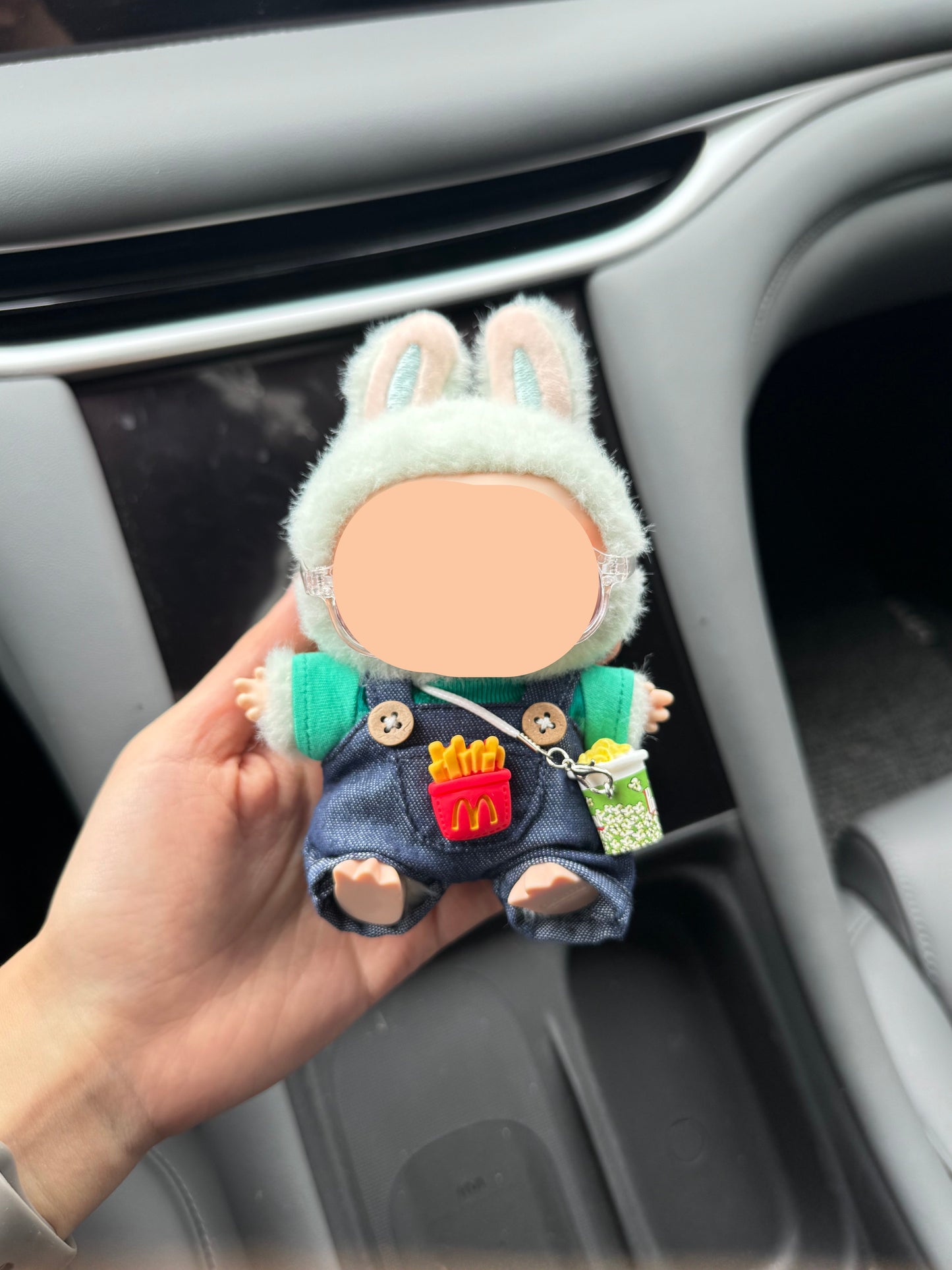 Labubo Outfits Denim Overalls + Glasses + Accessories Fashion Labubo Outfit Keychain Labubo Clothing