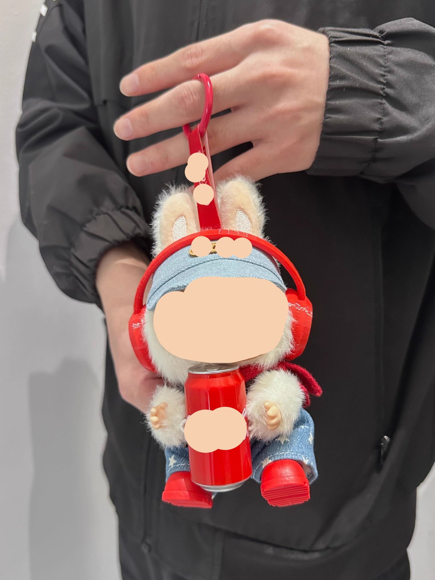 Cola Keychain Red headphones red boots Labubo Clothes 17cm Labubo Clothing Labubo Doll Clothes