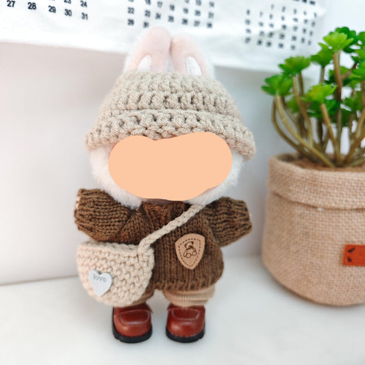 Winter Labubo Outfits Crochet Set + Sweater Accessories Fashion Labubo Outfit Keychain Labubo Clothing