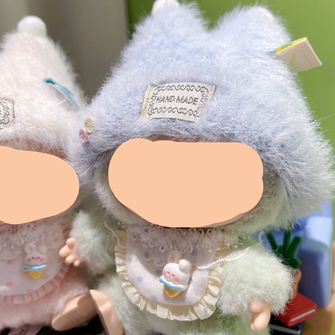 Labubo Have A Seat Clothes Pink Double Ears Hat + bib Clothes Labubo Keychain Labubo Clothing