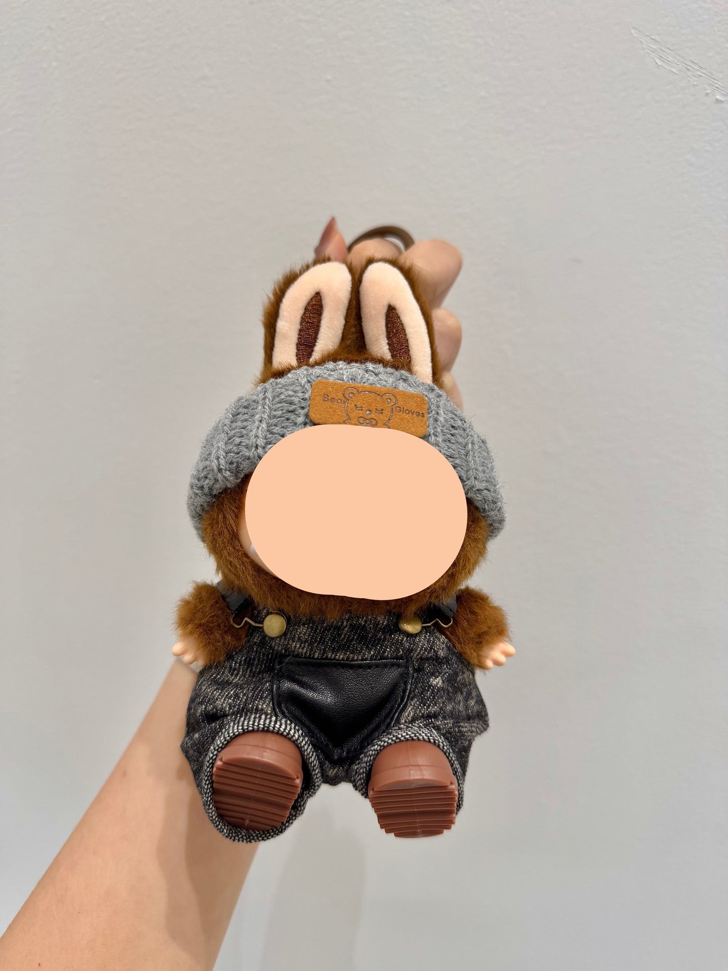 Labubo Clothes Black Overalls + Beanie Keychain Labubo Clothing Labubo Keychain Labubo Clothing
