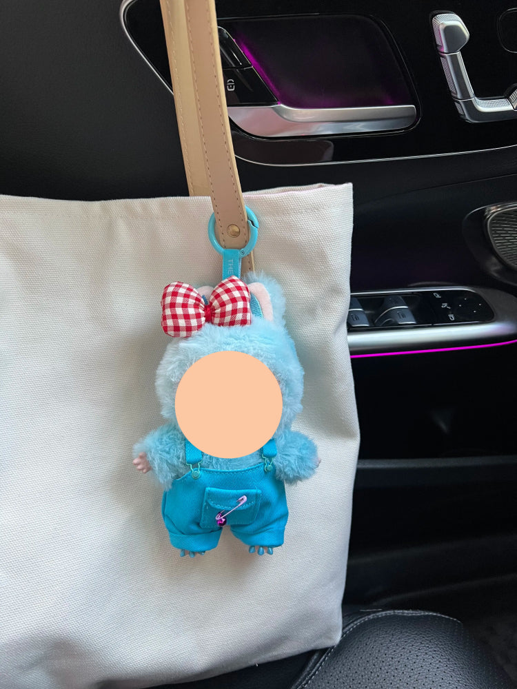Blue Overalls + Hairbow Labubo Clothes Keychain Labubo Clothing Labubo Keychain Labubo Clothing