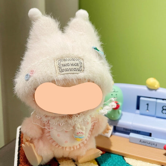 Labubo Have A Seat Clothes Double Ears Hat + bib Clothes Labubo Keychain Labubo Clothing