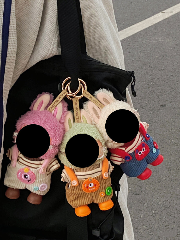 Labubo Outfits Pink Monster Set Corduroy overalls Labubo Outfit Keychain Labubo Clothing