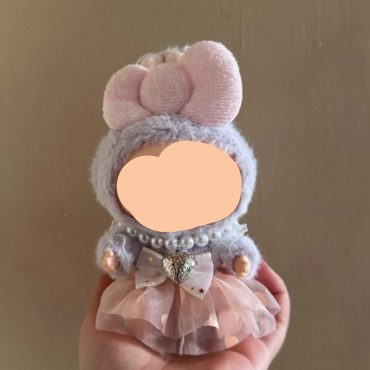 Summer Labubo Outfits Pink Dress + Hairbow Accessories Fashion Labubo Outfit Keychain Labubo Clothing