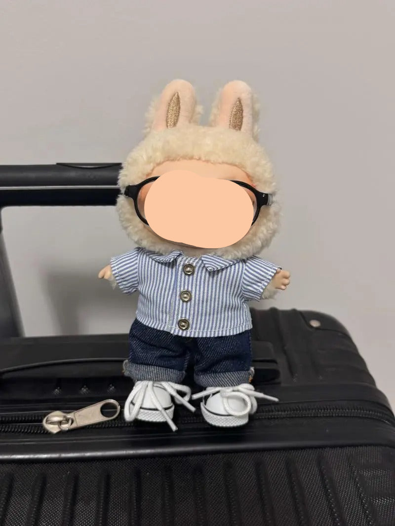 Striped Shirt + Jeans Keychain Labubo Clothes Labubo Clothing Macaron Clothes for Labubo
