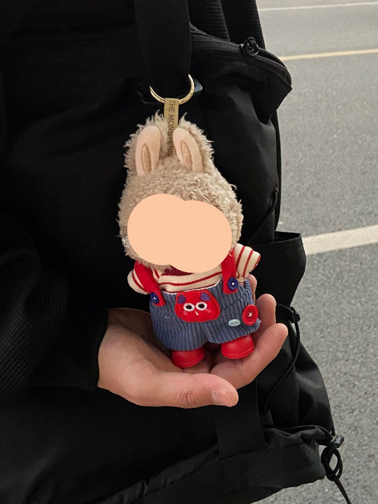 Labubo Outfits Pink Monster Set Corduroy overalls Labubo Outfit Keychain Labubo Clothing