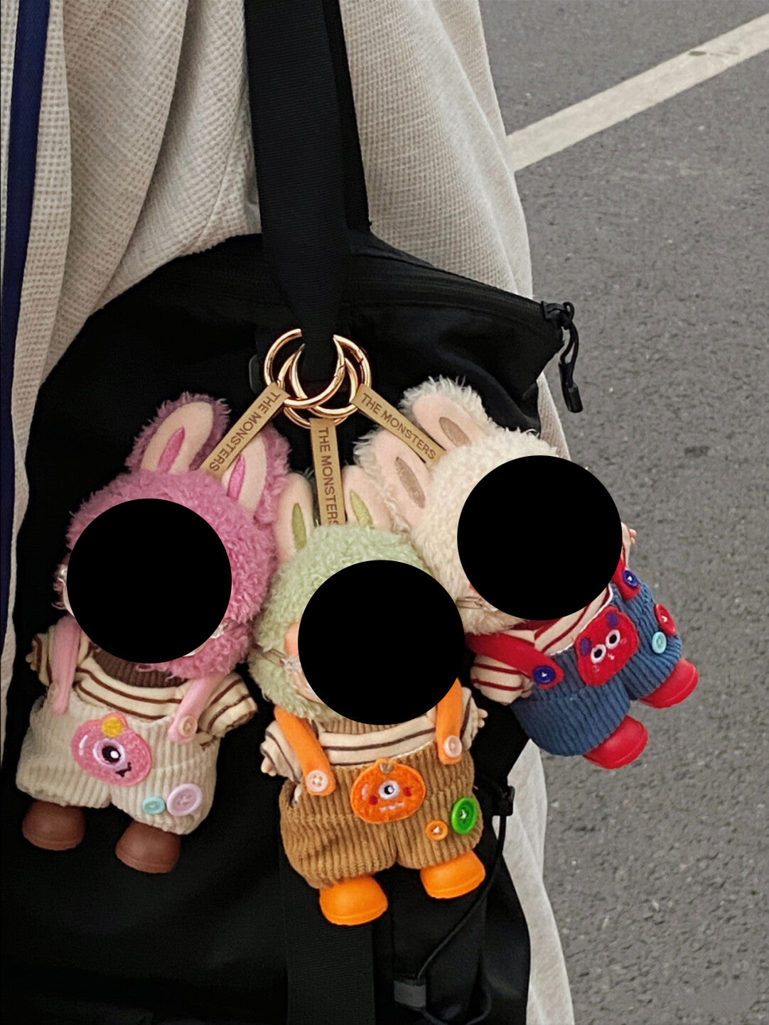 Labubo Outfits Orange Monster Set Corduroy overalls Labubo Outfit Keychain Labubo Clothing