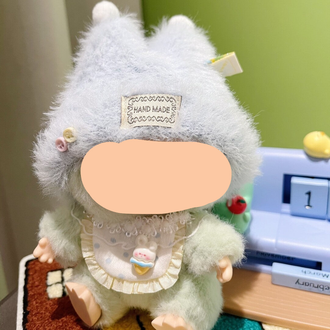 Labubo Have A Seat Clothes Green Double Ears Hat + bib Clothes Labubo Keychain Labubo Clothing