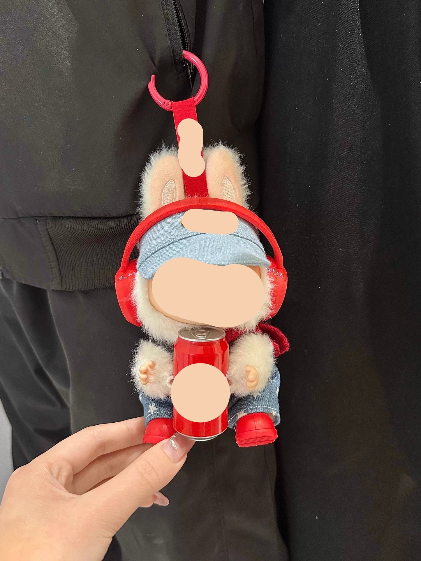 Cola Keychain Red headphones red boots Labubo Clothes 17cm Labubo Clothing Labubo Doll Clothes