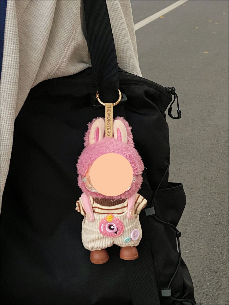 Labubo Outfits Red Monster Set Corduroy overalls Labubo Outfit Keychain Labubo Clothing