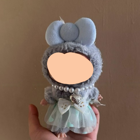 Summer Labubo Outfits Green Dress + Hairbow Accessories Fashion Labubo Outfit Keychain Labubo Clothing