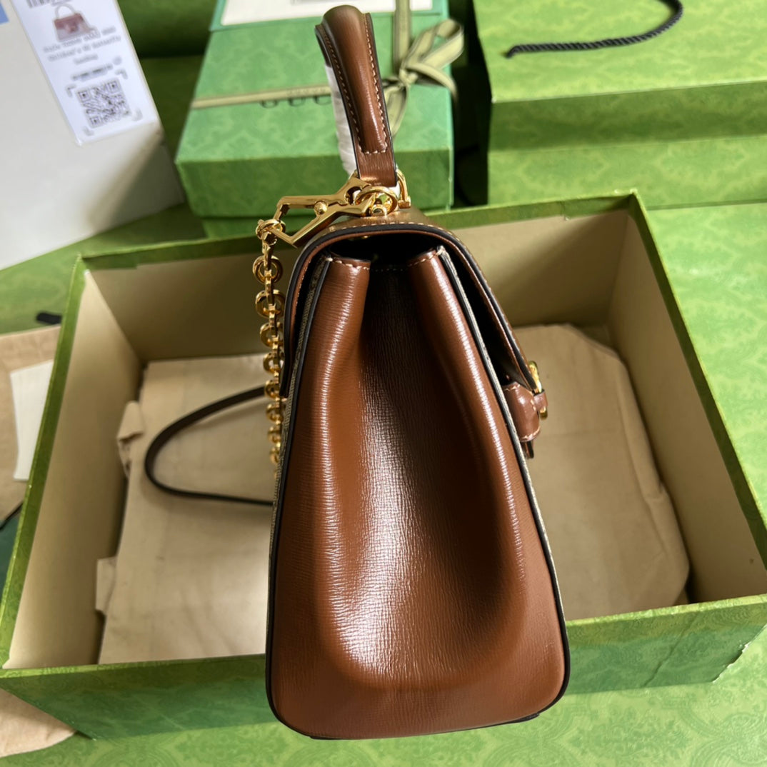 luxury Horsebit 1955 Medium Ophidia and Brown Leather 29x20x13cm