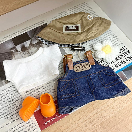 Have a Seat Labubo Doll Clothes Denim Overalls Labubo Clothes 17cm Labubo Clothing