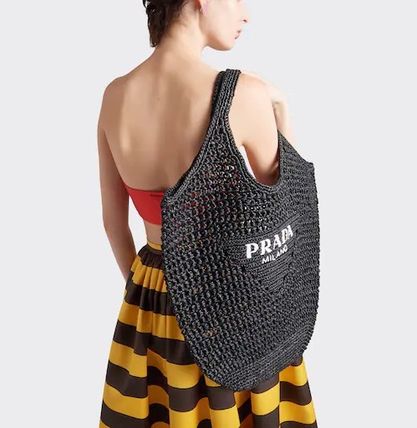 luxury Raffia Tote Bag-Black