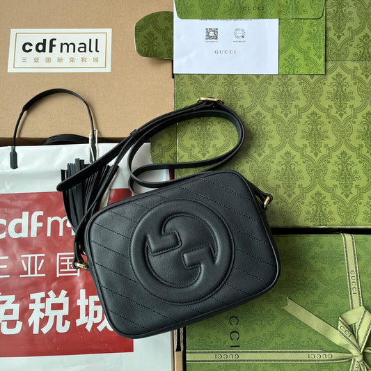 luxury Blondie Small Shoulder Dark Blue Leather Bag - 21x15.5x5cm