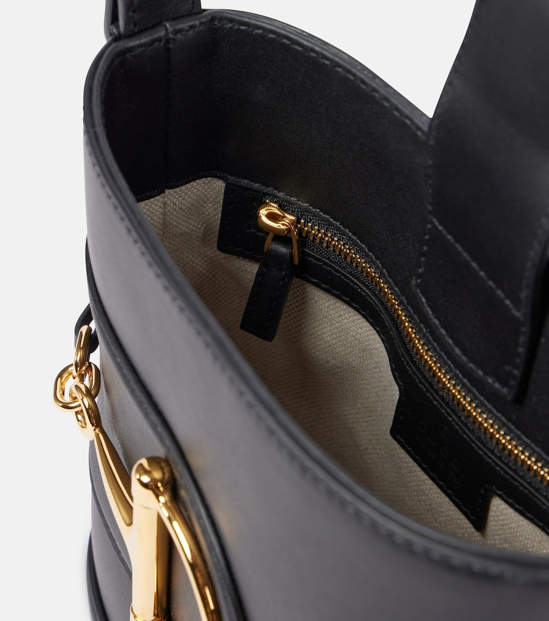 luxury small horsebit embellished leather bucket bag