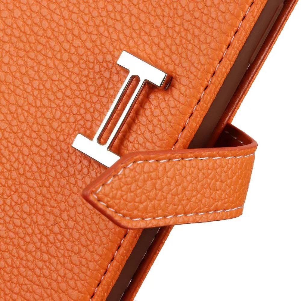 《🧡 Orange Lychee - Leather Phone Case | Wallet Design》