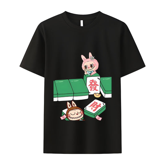 Mahjong Labubu The Monsters Crew Neck半袖TシャツLabubu Lover Gifts for Girlend