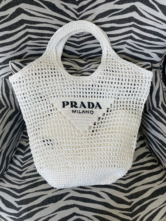 luxury Raffia Tote Bag-White