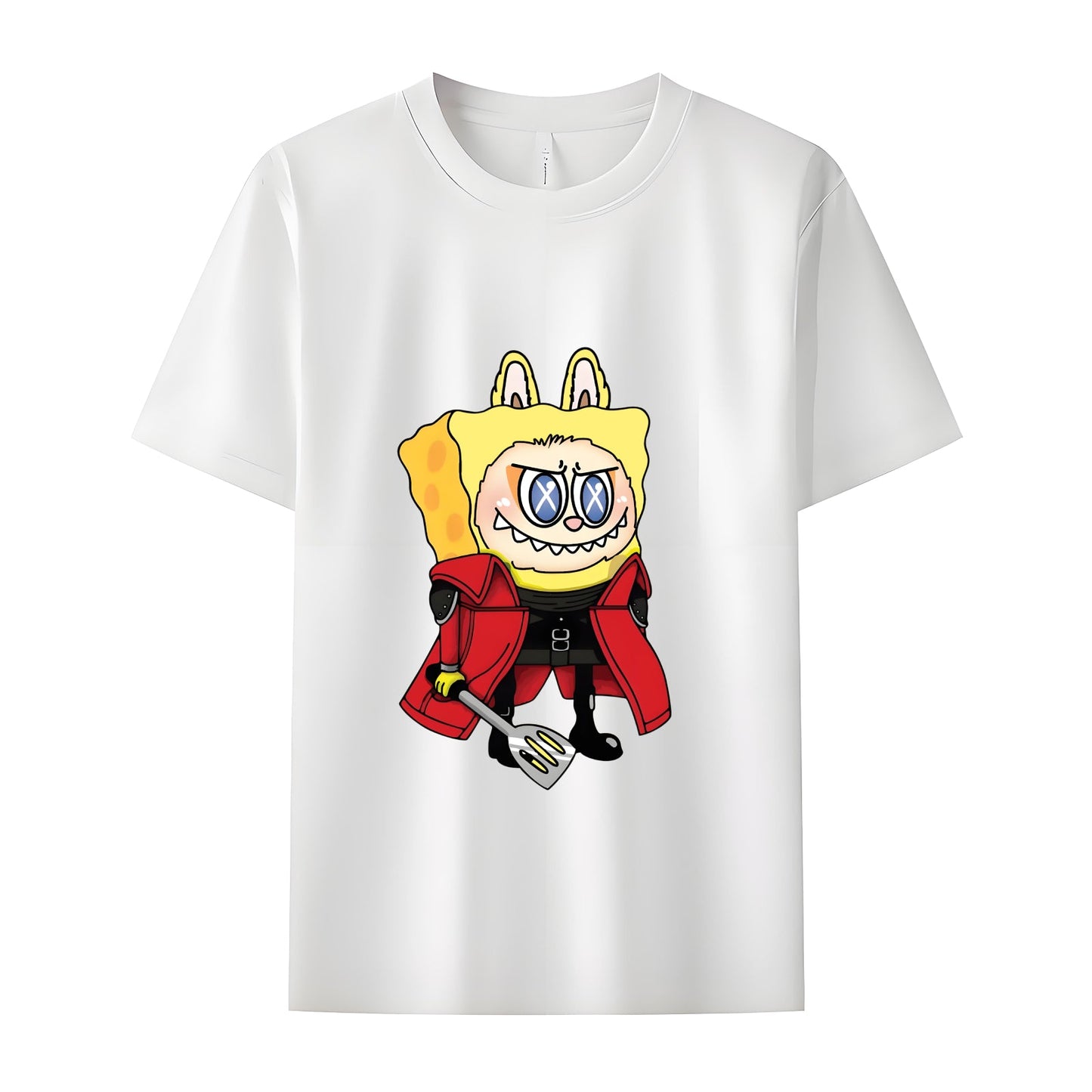 Labubu som SpongeBob Monsters Crew Neck Short Sleeve T-shirt til Labubu Lover Gaver til kæreste