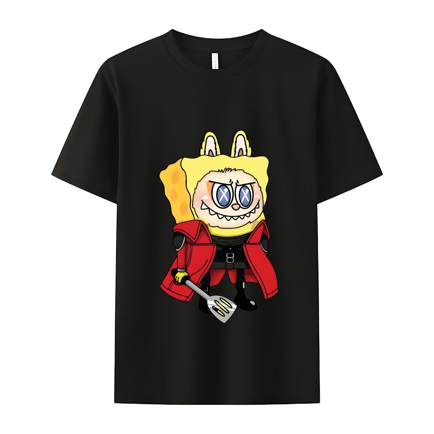 Labubu som SpongeBob Monsters Crew Neck Short Sleeve T-shirt til Labubu Lover Gaver til kæreste