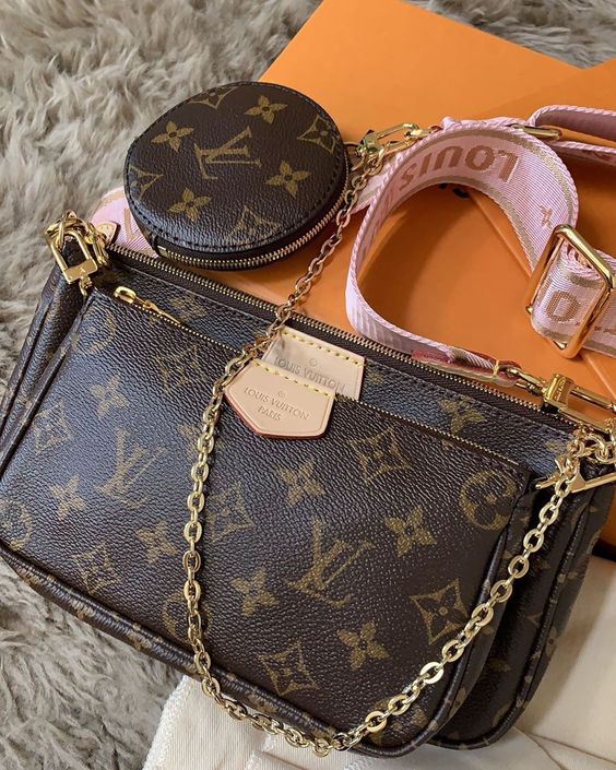 Luxury Multi-Pochette Bag in pink