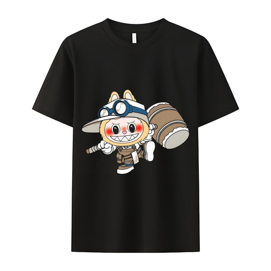 Hammer Labubu The Monsters Crew Neck T-shirt til Labubu elsker gaver til kæreste