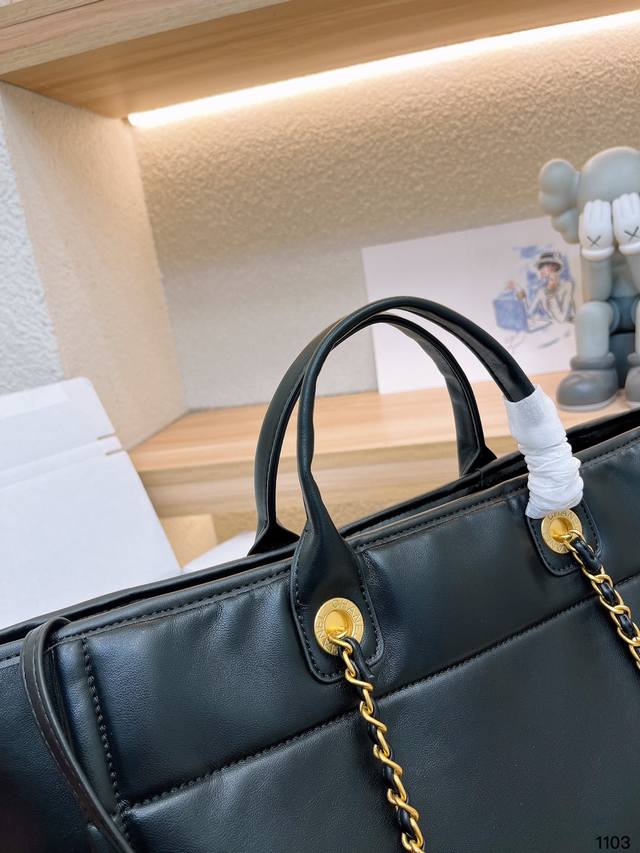 luxury Deauville em Couro Preta Italiana Bag