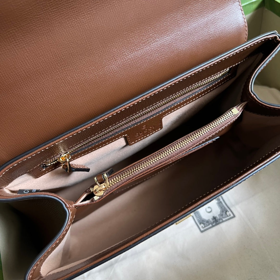 luxury Horsebit 1955 Medium Ophidia and Brown Leather 29x20x13cm