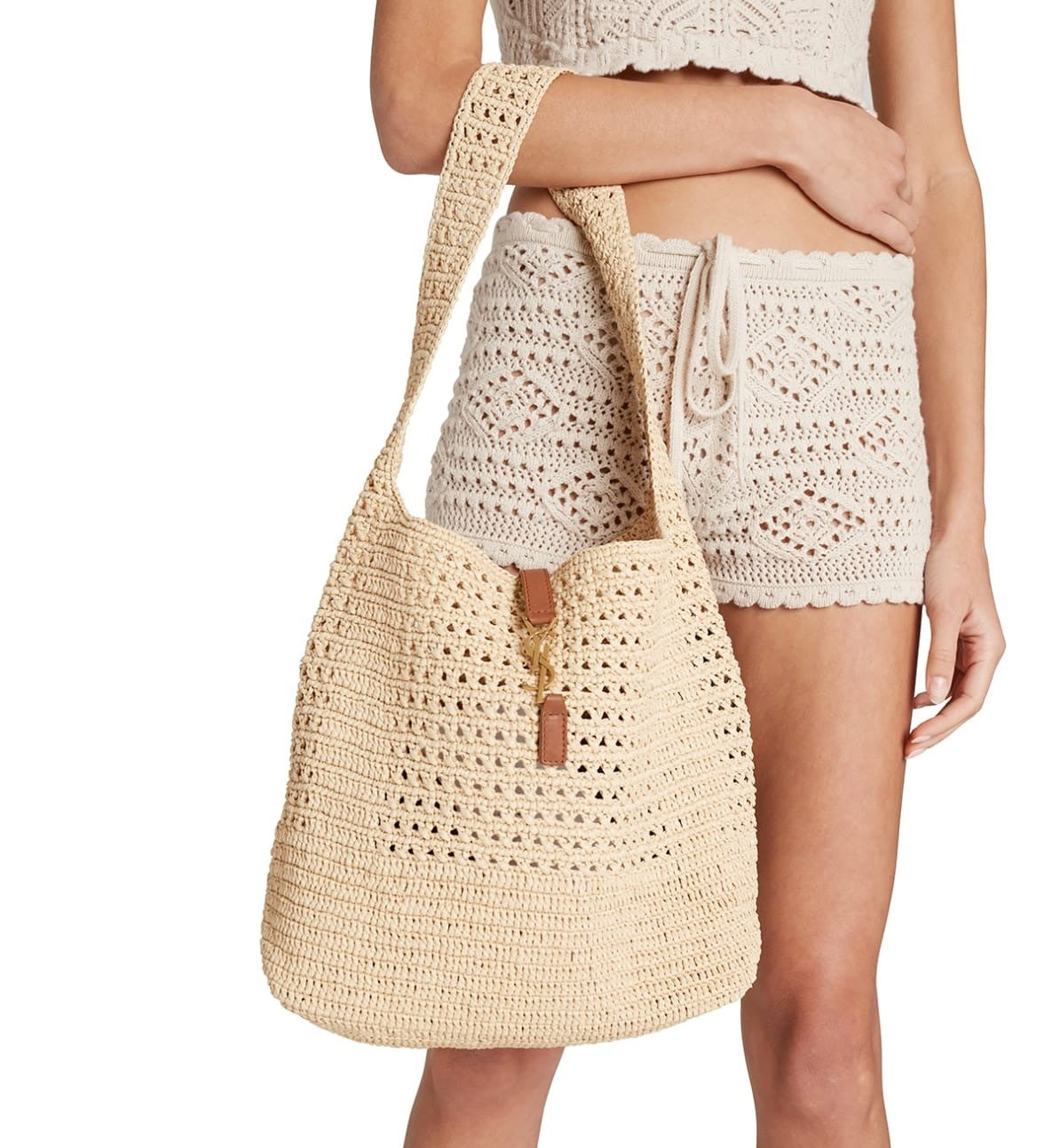 SAINT LAURENT Hobo luxury Shoulder Bag in Raffia