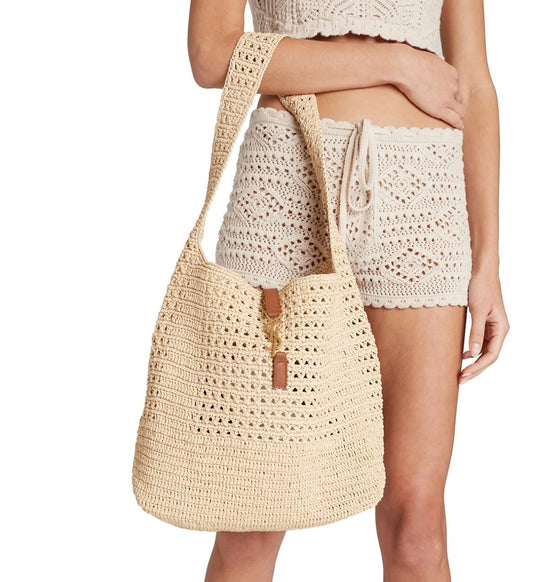 SAINT LAURENT Hobo luxury Shoulder Bag in Raffia