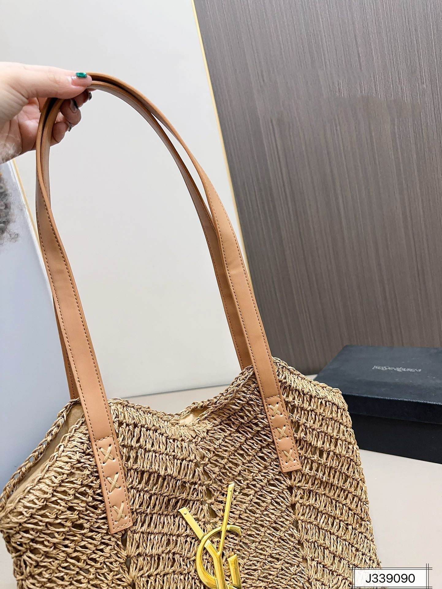 luxury SAINT LAURENT Vacation Casual Raffia Woven Tote Bag 35x32cm