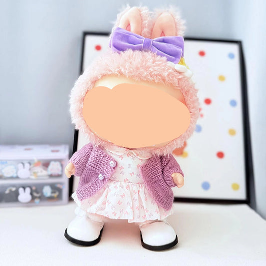 Fall Labubo Clothes Purple Dress + Cardigan Girl Labubo Outfits Keychain Labubo Clothing