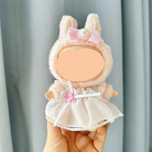 Summer Labubo Clothes White Tulle Dress Girl Labubo Outfits Keychain Labubo Clothing