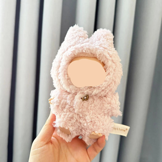 Winter Labubo Clothes Pink Plush jumpsuit Bodysuit Labubo Outfits Keychain Labubo Clothing