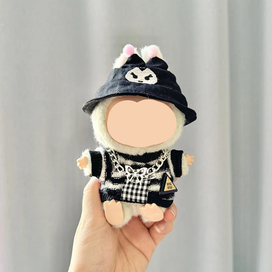 Winter Labubo Clothes Black White Sweater Girl Labubo Outfits Keychain Labubo Clothing