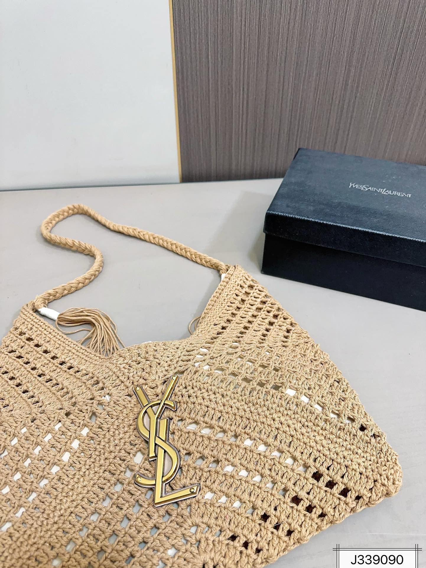 SAINT LAURENT luxury Raffia Tote Bag Beach Casual 37x22cm