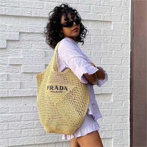 luxury Raffia Tote Bag-Khaki