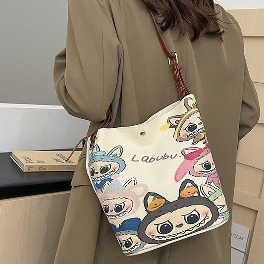 Labubu Cartoon - Printed Bucket Bag A Must - Have for Cute Outings